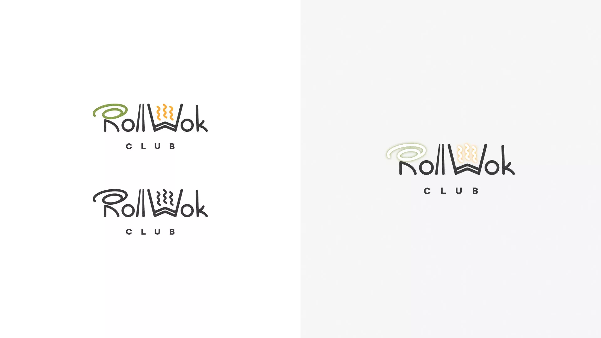 Разработка логотипа и фирменного стиля суши-бара «Roll Wok Club» в Сергиевом Посаде